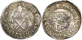 ALLEMAGNE, SAXE, Friedrich III, Johann et Georg (1508-1525), AR Schreckenberger (Engelgroschen), s.d. (1512-1523), Annaberg. Différent: croisette. D/ ...