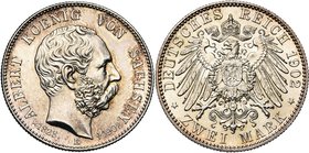 ALLEMAGNE, SAXE, Royaume, Georg (1902-1904), AR 2 Mark, 1902E. Décès du roi Albert. J. 127; A.K.S. 174.

Superbe à Fleur de Coin / Extremely Fine - ...