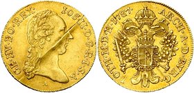 SAINT EMPIRE, Joseph II (1765-1790), AV ducat, 1787A, Vienne. D/ T. l. à d. R/ Aigle impériale couronnée. Her. 29; Jaeckel 21; Fr. 299. 3,48g Trace de...
