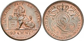 BELGIQUE, Royaume, Léopold Ier (1831-1865), Cu 10 centimes, 1832. BRAEMT F. avec point. Bogaert 19A. Petites taches.

Superbe à Fleur de Coin / Extr...