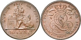 BELGIQUE, Royaume, Léopold Ier (1831-1865), Cu 10 centimes, 1832. BRAEMT F. avec point. Bogaert 19A. Taches.

Superbe / Extremely Fine