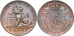 BELGIQUE, Royaume, Léopold Ier (1831-1865), Cu 5 centimes, 1841. BRAEMT F. avec point. Dupriez 183.

Superbe à Fleur de Coin / Extremely Fine - Unci...
