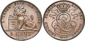 BELGIQUE, Royaume, Léopold Ier (1831-1865), Cu 5 centimes, 1848. BRAEMT F. avec point. Dupriez 388.

Superbe / Extremely Fine