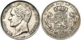 BELGIQUE, Royaume, Léopold Ier (1831-1865), AR 2 1/2 francs, 1849. Grande tête. Dupriez 413.

Très Beau / Very Fine