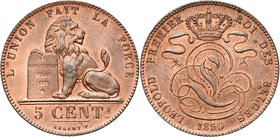 BELGIQUE, Royaume, Léopold Ier (1831-1865), Cu 5 centimes, 1850. 0 étroit. BRAEMT F. avec point. Bogaert 505A.

Fleur de Coin / Uncirculated