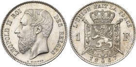 BELGIQUE, Royaume, Léopold II (1865-1909), AR 1 franc, 1867. Dupriez 1083.

Superbe à Fleur de Coin / Extremely Fine - Uncirculated