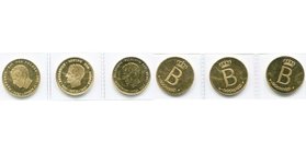 BELGIQUE, Royaume, Baudouin (1951-1993), lot de 3 modules de 20 francs en or, 1976, 25e anniversaire du règne, légende française, néerlandaise et lati...