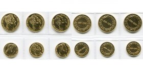 BELGIQUE, Royaume, Baudouin (1951-1993), série de 6 modules de 20 francs (3) et 40 francs (3) en or, au type de Léopold Ier lauré, à légende française...
