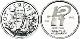 BELGIQUE, Royaume, Baudouin (1951-1993), module de 40 francs, 1980. Platine. Millénaire de la principauté de Liège. 15,00g.

Flan poli / Proof
