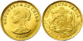 CHILI, République (1818-), AV 50 pesos, 1926. Fr. 56. Petits coups.

Superbe / Extremely Fine
