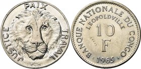 CONGO, République démocratique (1964-1971), 10 francs, 1965, Bruxelles. Essai en cupronickel. Rare.

Fleur de Coin / Uncirculated