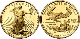 ETATS-UNIS, AV 5 dollars (1/10 oz), 1994. American eagle. Ecrin et certificat.

Flan poli / Proof