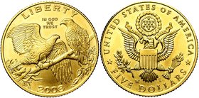 ETATS-UNIS, AV 5 dollars, 2008. Bald eagles. Fr. 222.

Fleur de Coin / Uncirculated