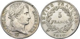 FRANCE, Napoléon Ier (1804-1814), AR 5 francs, 1810A, Paris. Gad. 584; Dav. 85.

Très Beau / Very Fine