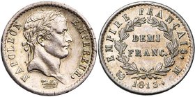 FRANCE, Napoléon Ier (1804-1814), AR demi-franc, 1813M, Toulouse. Gad. 399. Fine griffe.

Superbe / Extremely Fine