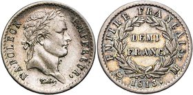 FRANCE, Napoléon Ier (1804-1814), AR demi-franc, 1813M, Toulouse. Gad. 399.

Très Beau à Superbe / Very Fine - Extremely Fine