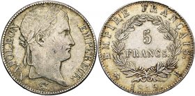 FRANCE, Napoléon Ier, période des Cent-Jours (1815), AR 5 francs, 1815B, Rouen. Gad. 595. Rare Petits coups.

Très Beau / Very Fine
