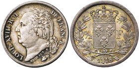 FRANCE, Louis XVIII, seconde restauration (1815-1824), AR 1/2 franc, 1818W, Lille. Gad. 401. Rare.

Très Beau/Superbe / Very Fine/Extremely Fine
