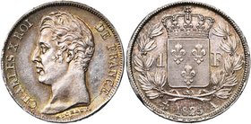 FRANCE, Charles X (1824-1830), AR 1 franc, 1825A, Paris. Gad. 450. Léger choc sur la tranche. Belle patine.

Superbe à Fleur de Coin / Extremely Fin...