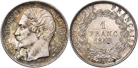 FRANCE, Deuxième République (1848-1852), AR 1 franc, 1852A, Paris. Louis-Napoléon Bonaparte. Gad. 458. Petites taches et patine foncée au droit.

pr...