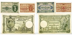 BELGIQUE, lot de 3 billets: Société Générale, 5 francs 12.01.1915 (traces de plis), 2 francs 18.11.1916; Banque Nationale, 1000 francs - 200 belgas 19...