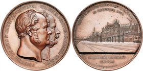 ALLEMAGNE, AE médaille, 1859, J. Wiener. Inauguration de la ligne de chemin de fer de Cologne à Mayence (Köln-Mainz). D/ T. accolées à d. de Wilhelm I...