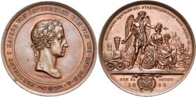 AUTRICHE, AE médaille, 1844, Roth. Chemin de fer de Vienne à Gratz. D/ T. l. de Ferdinand Ier à d. R/ Génie ailé montrant à la ville de Gratz, d'une m...