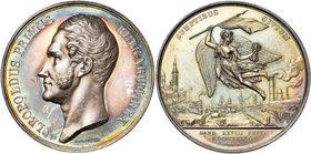 BELGIQUE, AR médaille, 1837, Braemt. Inauguration du chemin de fer de Gand à Termonde. D/ T. de Léopold Ier à g. R/ Vue de Gand vers laquelle se dirig...