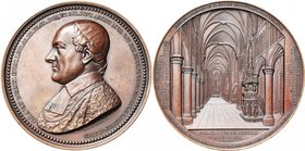 BELGIQUE, AE médaille, 1852, L. & J. Wiener. Décès de Mgr van Bommel, évêque de Liège. D/ B. à g. R/ Vue intérieure de l'église Saint-Paul. Guioth II,...