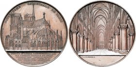 BELGIQUE, AE médaille, 1855, J. Wiener. Notre-Dame de Paris. D/ Vue extérieure. R/ Vue intérieure. Van Hoydonck 122. 60mm Petits coups.

Superbe / E...