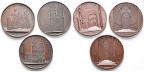BELGIQUE, lot de 3 médailles par J. Wiener: 1856, Westminster Abbey; 1858, Eglise Saint-Front à Périgueux; 1865, Dom zu Magdeburg. Bronze, 60 mm.

p...
