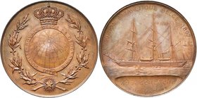 BELGIQUE, AE médaille, 1899, Wissaert. Expédition du Belgica en Antarctique. D/ Le globe couronné et entouré d'une banderole inscrite SOCIETE ROYALE B...