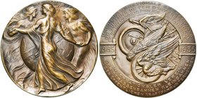 BELGIQUE, AE médaille, 1935, Huygelen. Cinquantenaire de l'Union internationale de tramways et transports publics. D/ Trois femmes dansant une ronde a...