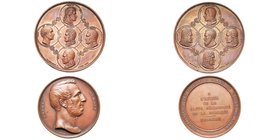 BELGIQUE, lot de 2 médailles par Jéhotte: 1853, André Dumont, professeur de géologie à l'Université de Liège (AE, 60 mm); 1866, Artistes liégeois célè...