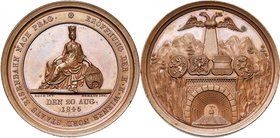BOHEME, AE médaille, 1845, Roth & Ekhart. Chemin de fer de Vienne à Prague. D/ La ville de Prague assise à g., la main g. posée sur un écusson à ses a...
