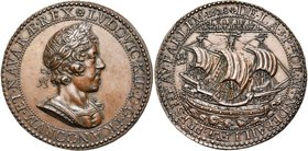 FRANCE, AE médaille, 1628, Pierre Regnier. 3e prévôté de Nicolas de Bailleul. D/ B. l. de Louis XIII à d. R/ Armes de Paris Jones II, 111. 38mm.

Ni...