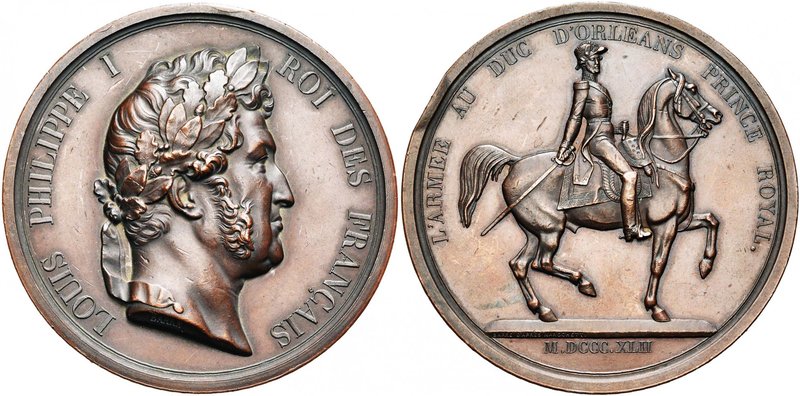 FRANCE, médaille, 1845, Barre. Inauguration de la statue équestre du duc d'Orléa...