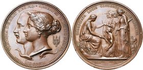 GRANDE-BRETAGNE, AE médaille, 1851, Wyon. Prix de la Grande Exposition de Londres. D/ T. accolées de Victoria et Albert à g. R/ Britannia assise à d.,...