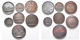 ITALIE, lot de 7 médailles en bronze: 1841, Chemin de fer de Milan à Venise; 1854, Galeazzi, Chemins de fer de la Ligurie Subalpine; 1855, Eisel, Lign...
