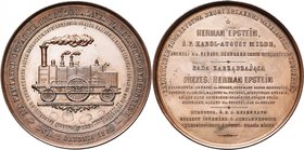 POLOGNE, AE médaille, 1862, Michaux. Ouverture du chemin de fer Varsovie-Bromberg. D/ Locomotive à g. R/ Légende en douze lignes. Moyaux 387; H.Cz. 79...
