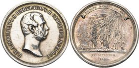 RUSSIE, AR médaille, 1866, Semenov. Médaille de distinction d'un institut féminin. D/ B. d'Alexandre II à d. R/ Huit vignes portant des grappes de rai...
