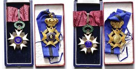 BELGIQUE, lot de 2 décorations: commandeur de l'Ordre de la Couronne (ruban découpé); commandeur de l'Ordre de Léopold II.