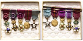 CONGO BELGE, groupe de 5 miniatures sur une épingle métallique ayant appartenu à un colonel de la Force publique: commandeur de l’Ordre de la Couronne...