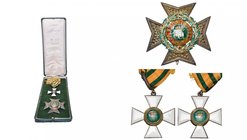 LUXEMBOURG, Ordre de la Couronne de chêne, ensemble de grand-officier: plaque (quelques éclats aux émaux des feuilles) et bijou de commandeur (fixé à ...