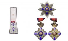 ROUMANIE, Ordre de l'Etoile, ensemble de grand officier (2e classe) à titre civil, 1er modèle (1877-1932): plaque (90 mm, entièrement repercée) et bij...