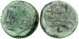 (217-215 a.C.). Anónima. Úncia. (Spink 615) (Craw. 38/6). 10,44 g. Pátina verde. BC.