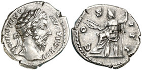 (171 d.C.). Marco Aurelio. Denario. (Spink 4884 var) (S. 113) (RIC. 227). 3,14 g. Ex Colección Manuela Etcheverría. EBC-/MBC+