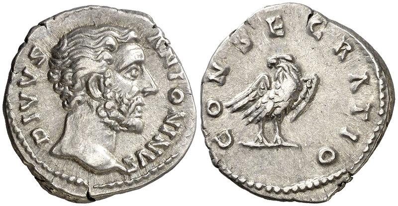 (161 d.C.). Antonino pío. Denario. (Spink 5190) (S. 154) (RIC. 429, de Marco Aur...