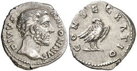 (161 d.C.). Antonino pío. Denario. (Spink 5190) (S. 154) (RIC. 429, de Marco Aurelio). 3,34 g. MBC+.