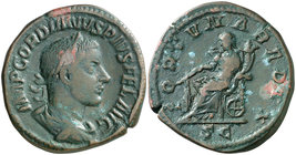 (243-244 d.C.). Gordiano III. Sestercio. (Spink 8708) (Co. 99) (RIC. 331a). 19,26 g. Ex Colección Manuela Etcheverría. MBC.